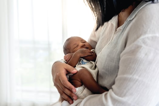 Mother Holding Newborn Born Baby